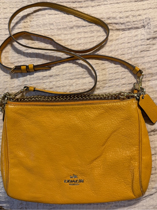 Coach Handbags - Coach Yellow Pebbled Leather Crossbody with Gold Hardware